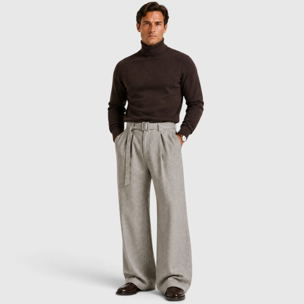 Men's Straight-Leg Pleated Trousers, Tailored Drape