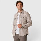 Men's Slim-Fit Brushed Cotton-Look Overshirt