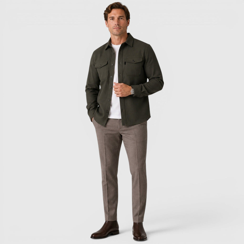 Men's Slim-Fit Brushed Cotton-Look Overshirt