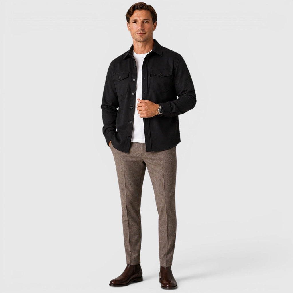 Men's Slim-Fit Brushed Cotton-Look Overshirt