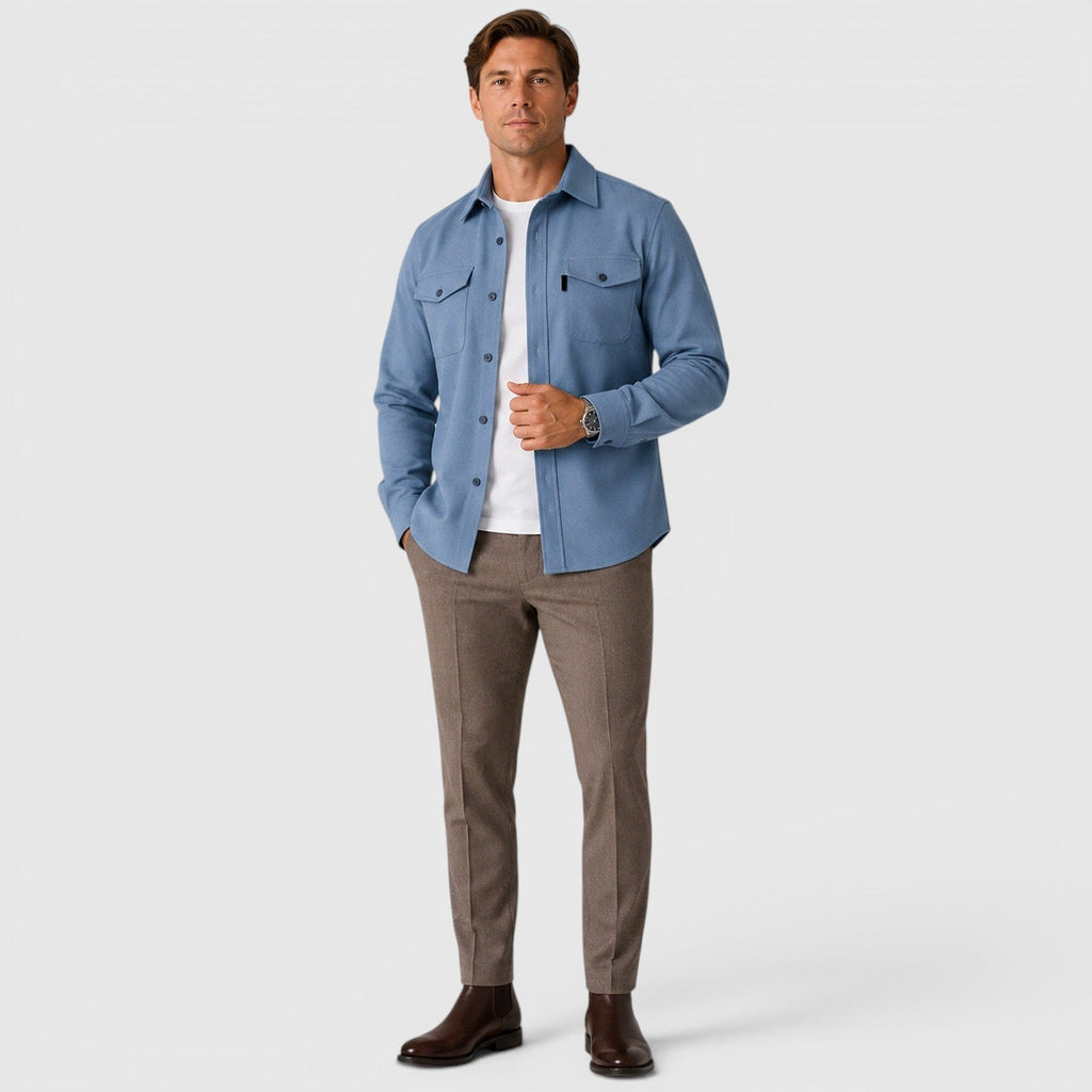 Men's Slim-Fit Brushed Cotton-Look Overshirt