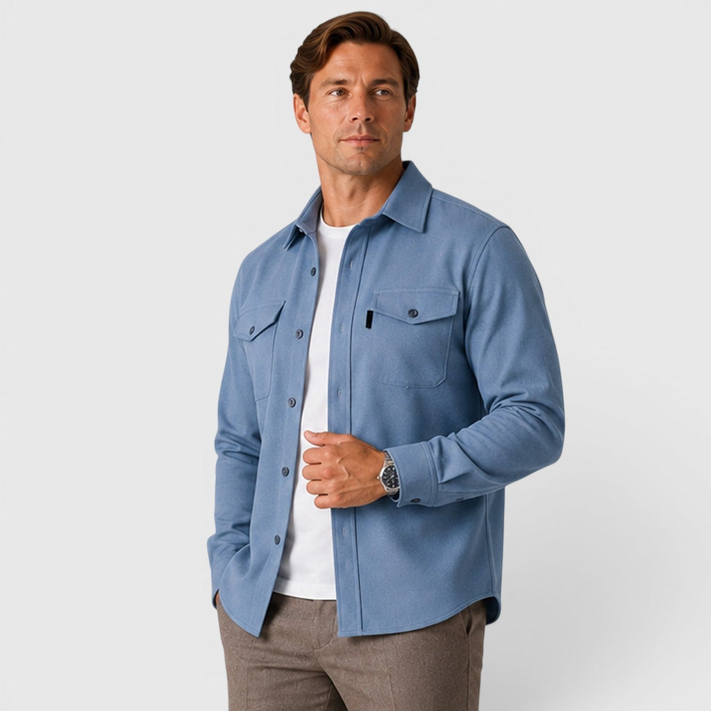 Men's Slim-Fit Brushed Cotton-Look Overshirt