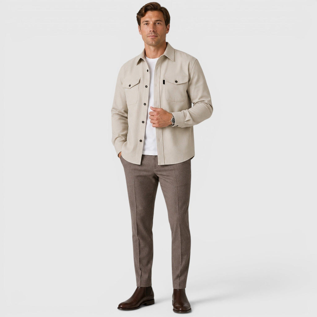 Men's Slim-Fit Brushed Cotton-Look Overshirt