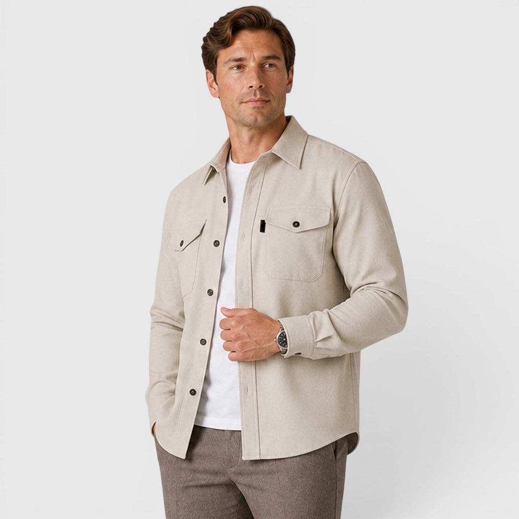 Men's Slim-Fit Brushed Cotton-Look Overshirt