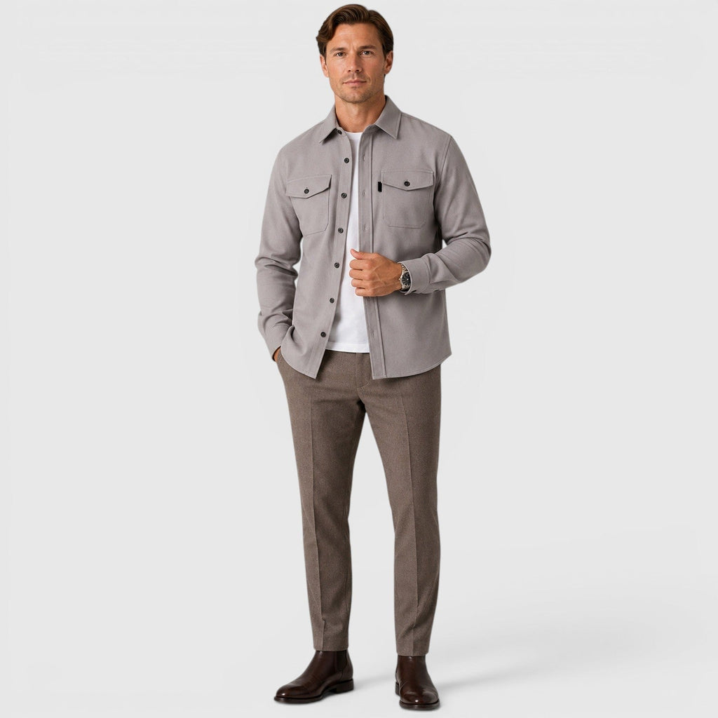 Men's Slim-Fit Brushed Cotton-Look Overshirt