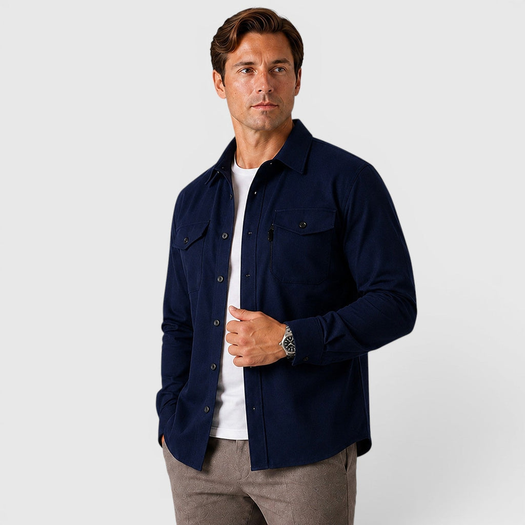 Men's Slim-Fit Brushed Cotton-Look Overshirt