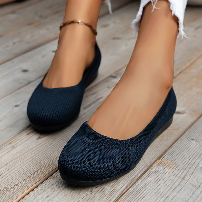 Navy blue knit slip-on ballet flats