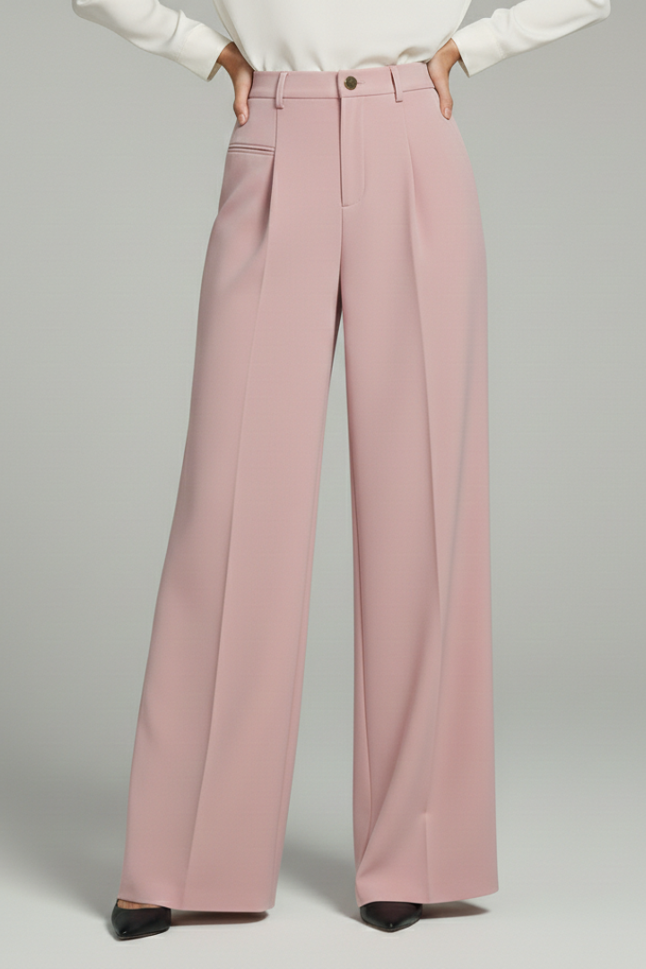 Palazzo trousers shown in a further colourway on a model
