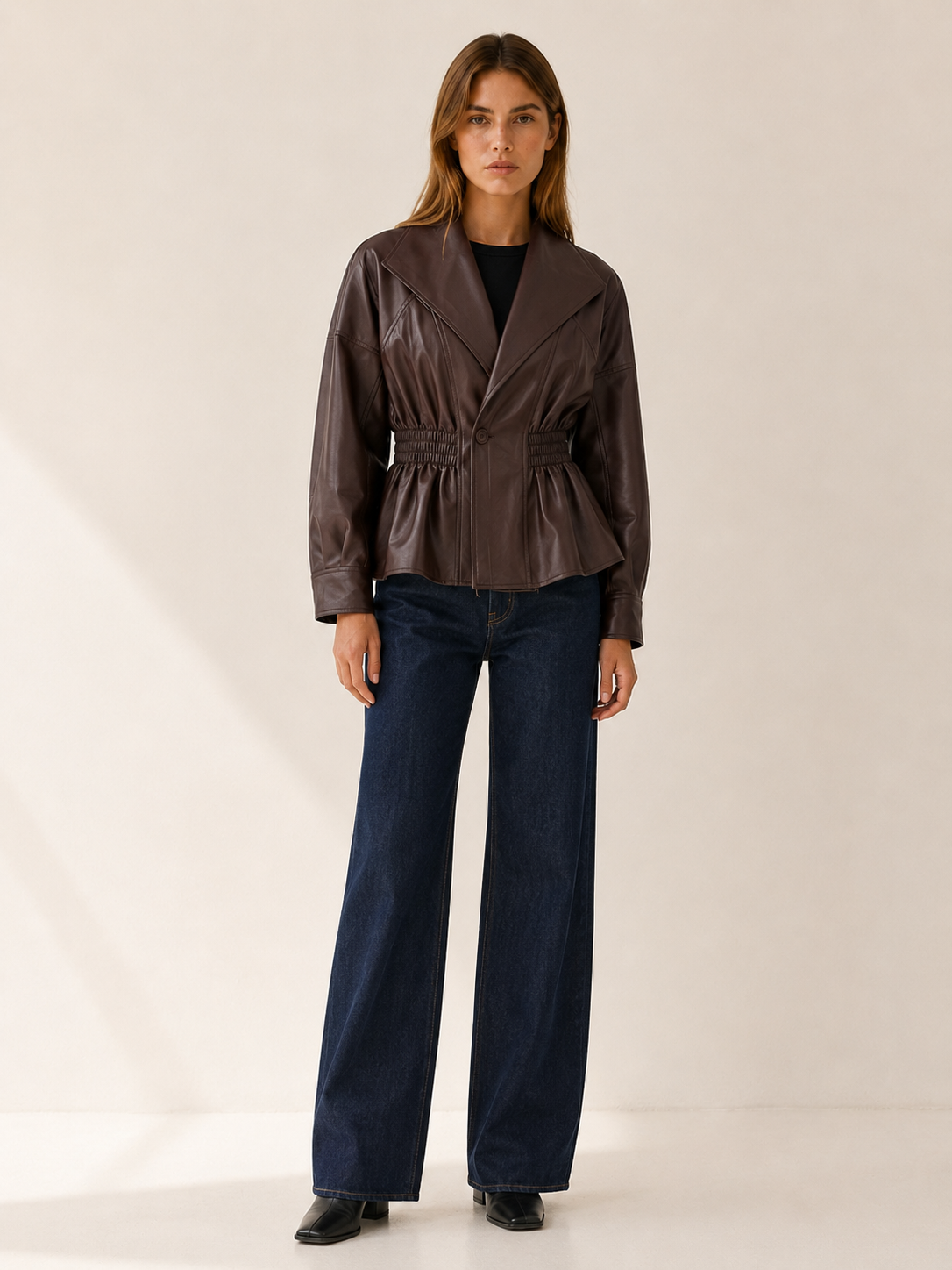Peplum Jacket Brown