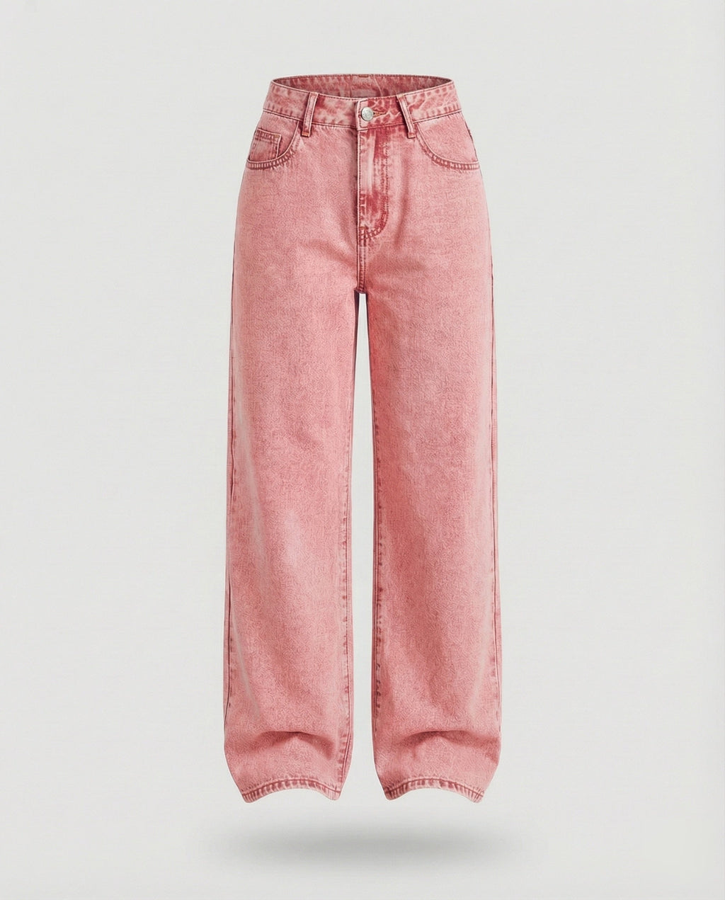 Pink high-waist wide-leg jeans