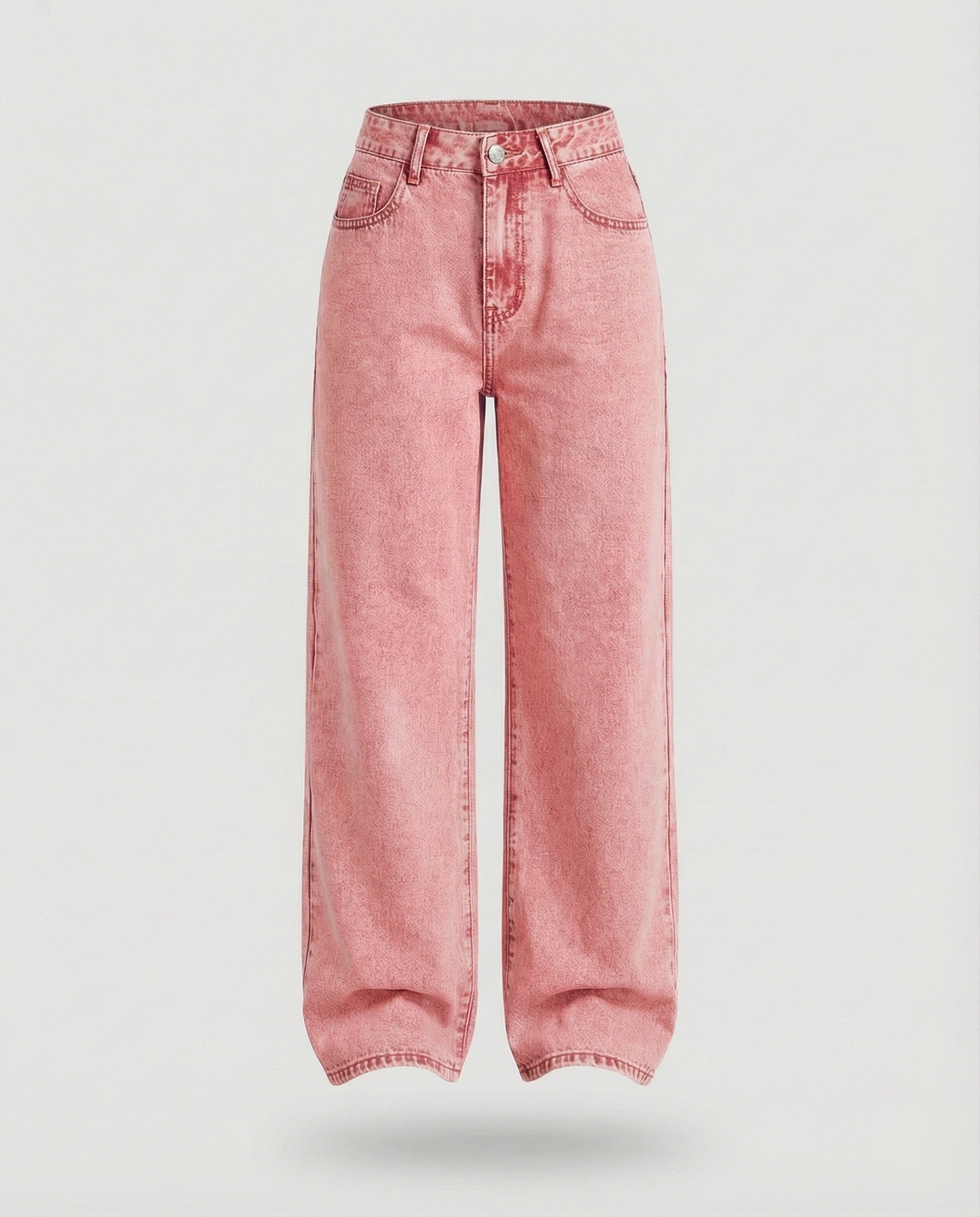 Pink high-waist wide-leg jeans