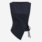 Pinstripe co-ord set styled with wide-leg trousers