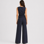Pinstripe wrap top and wide-leg trousers co-ord set, alternate view