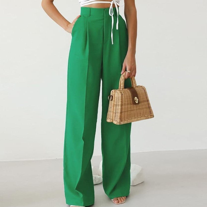 Pleated wide-leg trousers, front view