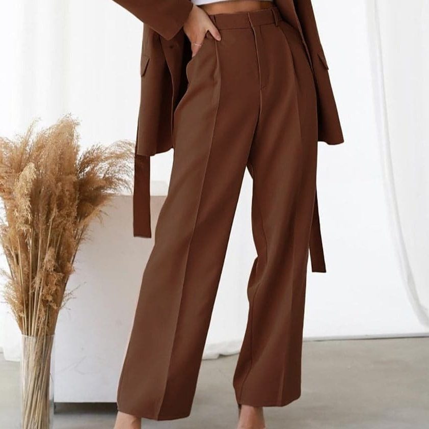 Pleated wide-leg trousers showing front pleat detail