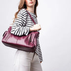 Women's Everyday Tote Bag in Soft Vegan Leather - Purple