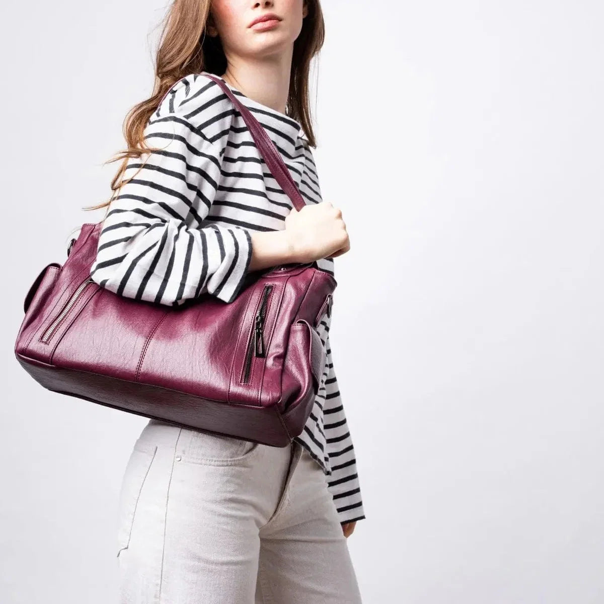 Women's Everyday Tote Bag in Soft Vegan Leather - Purple