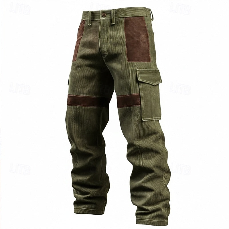 Men's Relaxed Cargo Trousers, Patchwork Detail – view 4