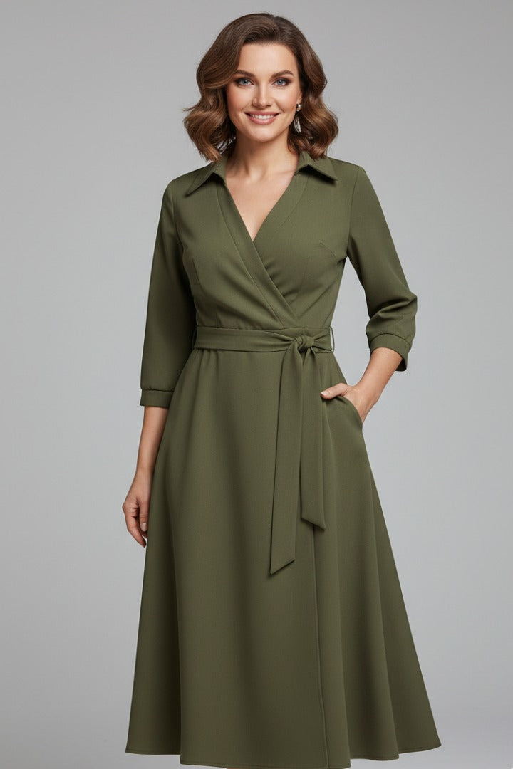 Sleeveless wrap midi occasion dress, another colourway