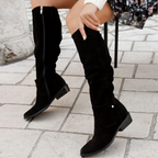 Women's slouchy suede knee-high boots, side view