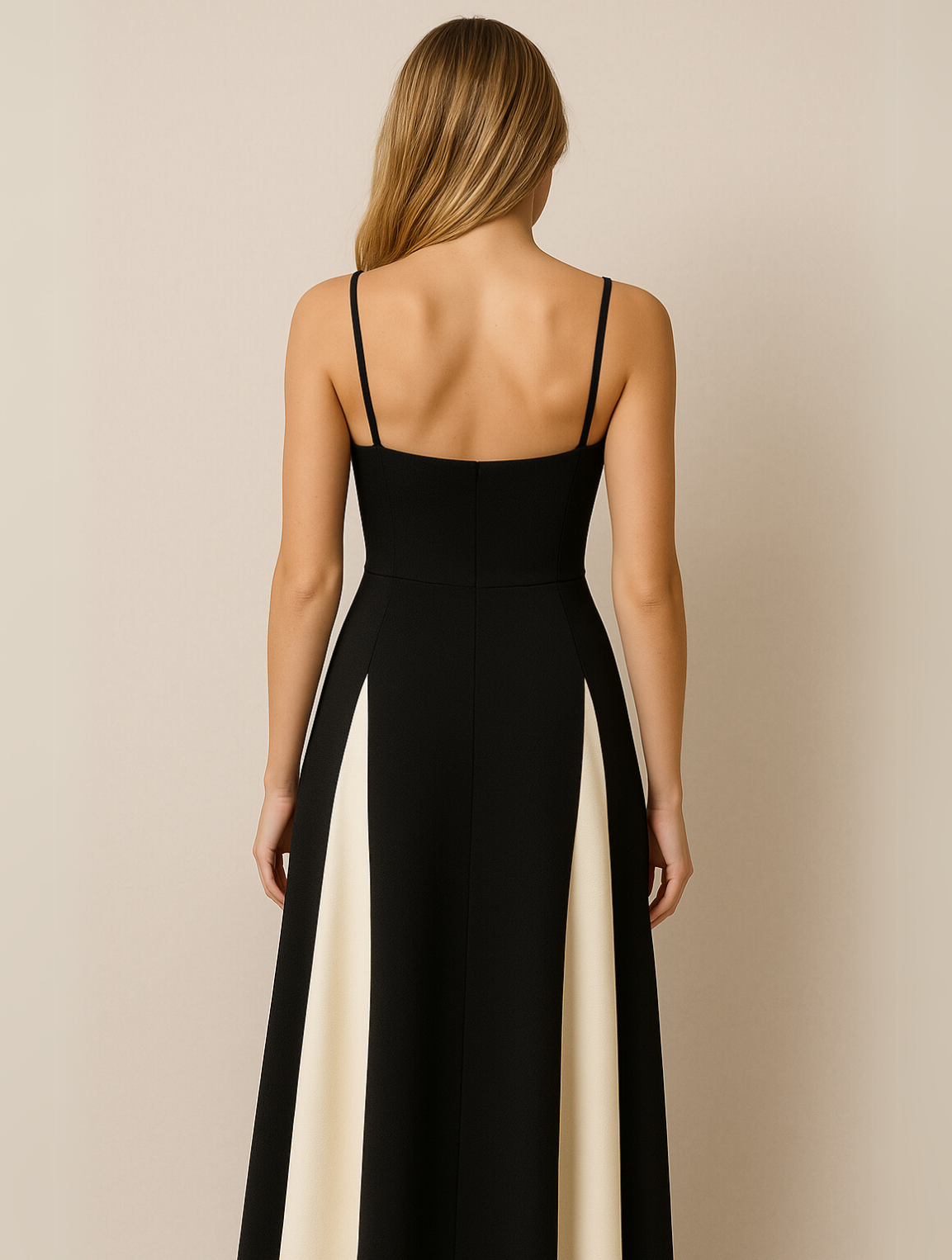 Evening gown with slim straps back view