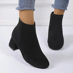 Suede ankle boots with block heel in brown