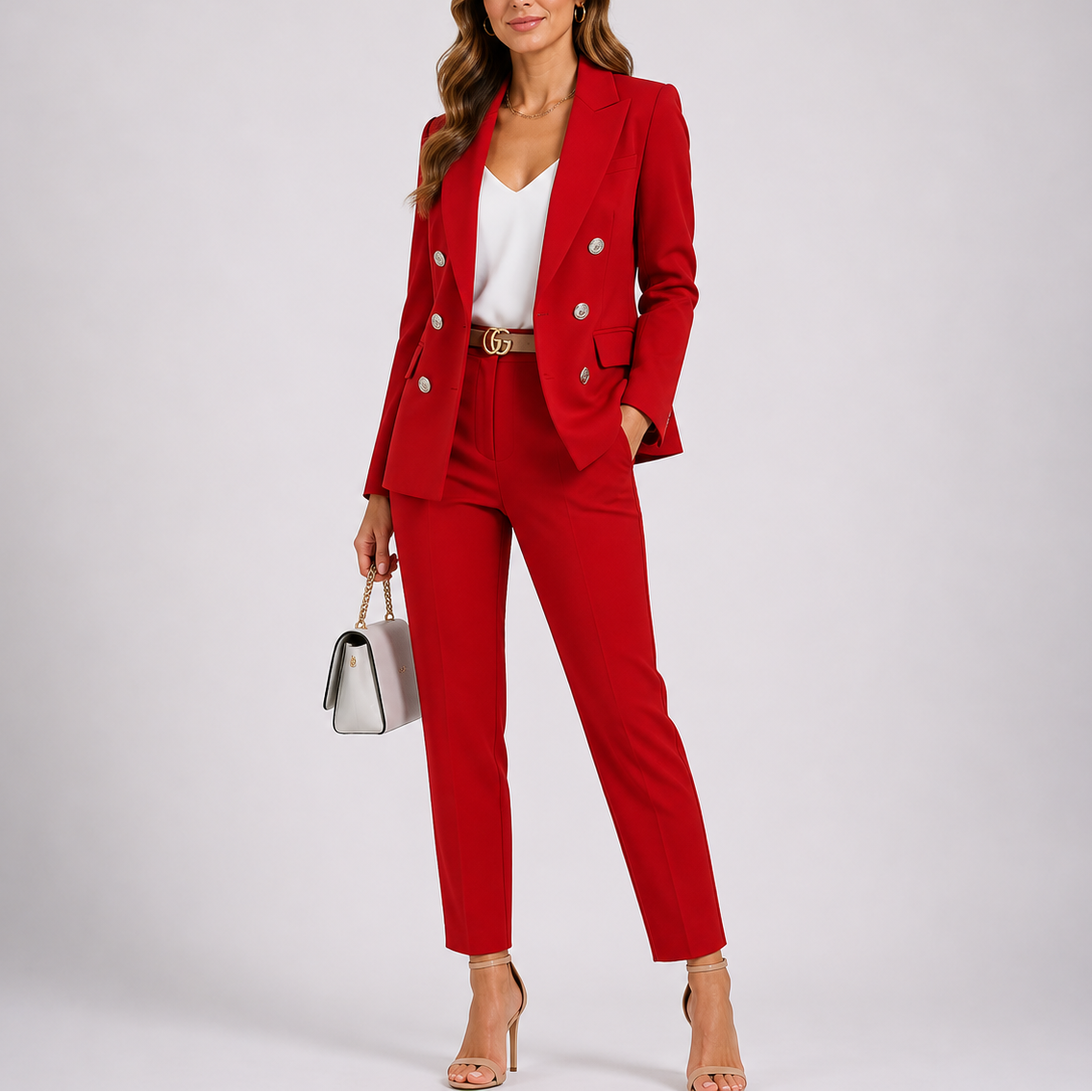 Tailored two-piece suit set showing blazer and trousers