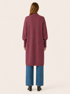 Long Cardigan with Balloon Sleeves and Front Pockets