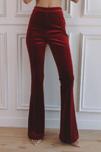 Velvet blazer set full-length silhouette with trouser flare