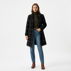 Windowpane check coat shown in a further colourway