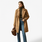 Full-length classic windowpane check coat