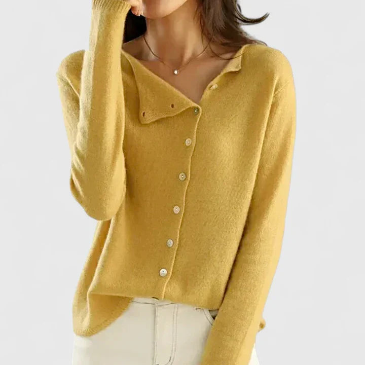 Women's button-down cardigan in yellow