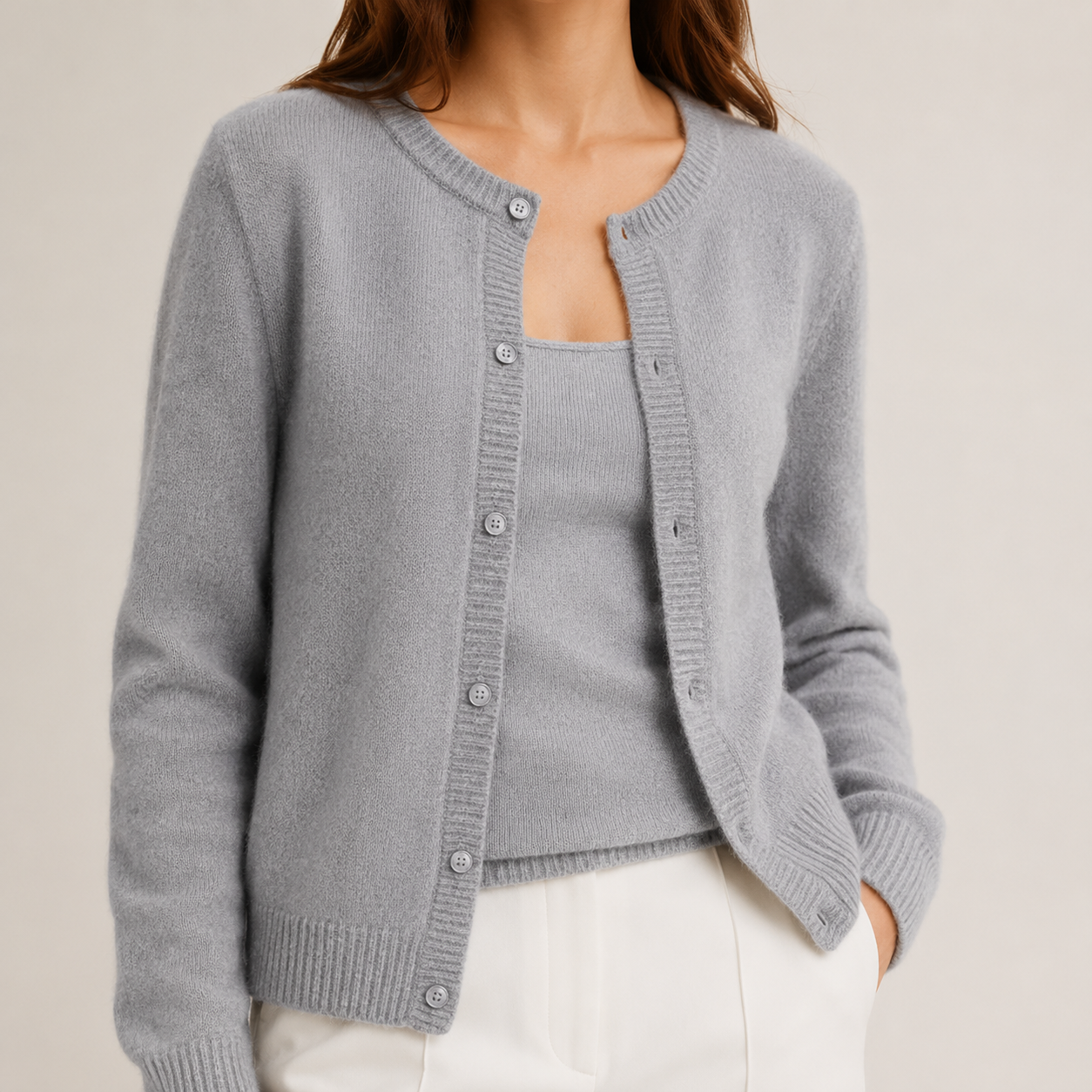 Women's Button-Front Long Cardigan in Grey
