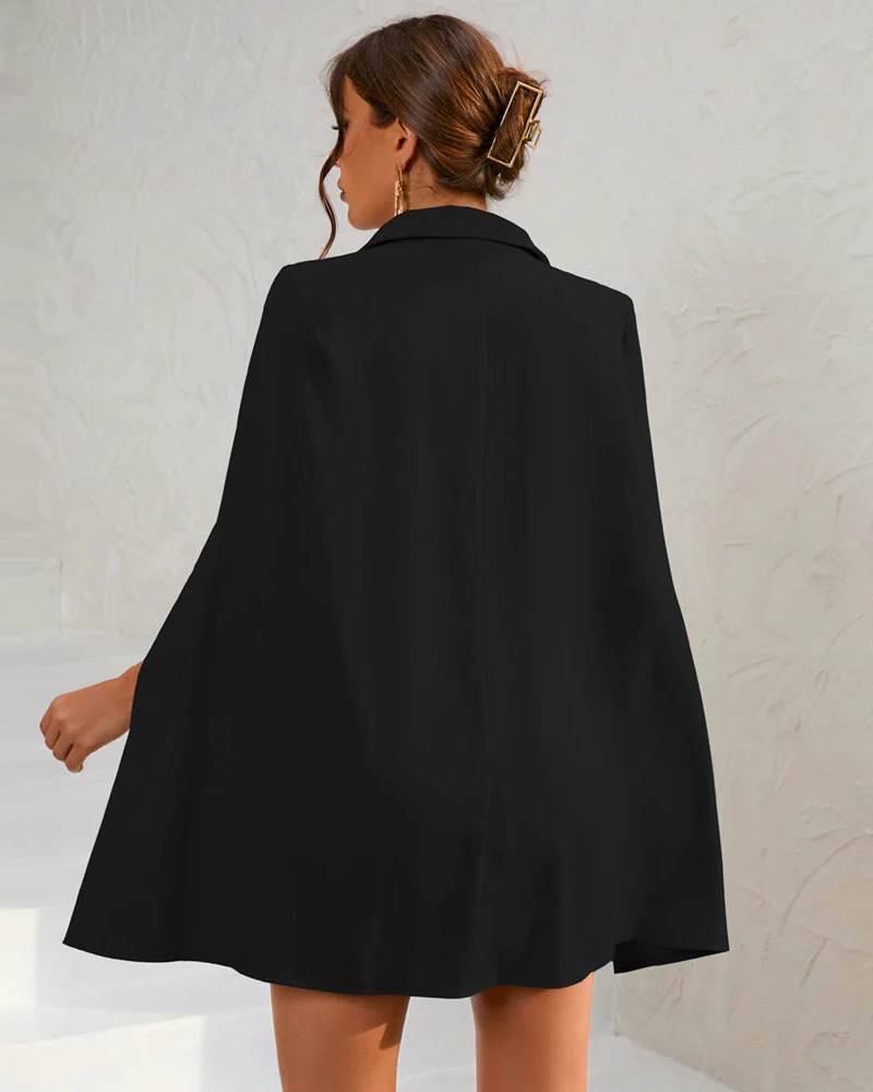 Women's double-breasted cape blazer dress
