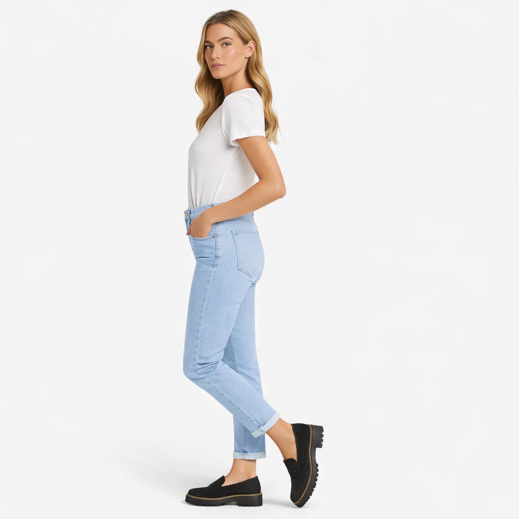 Women's comfort loafers with suede-look finish, styled view