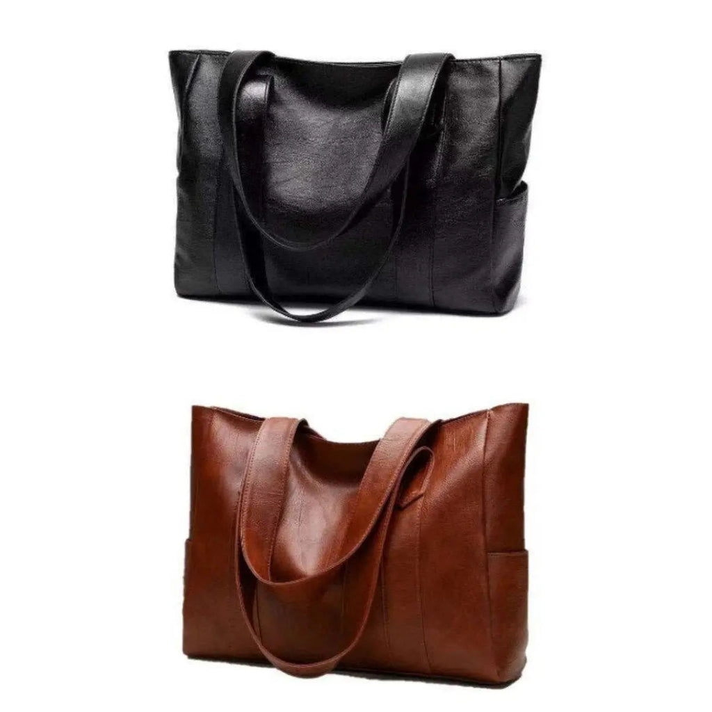 Women's Vintage Leather Shoulder Tote Bag - Large Capacity