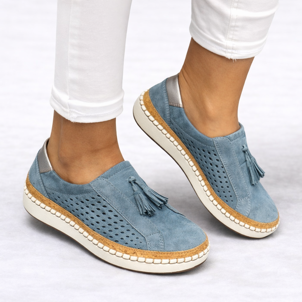 Women's orthopedic slip-on comfort shoes in blue