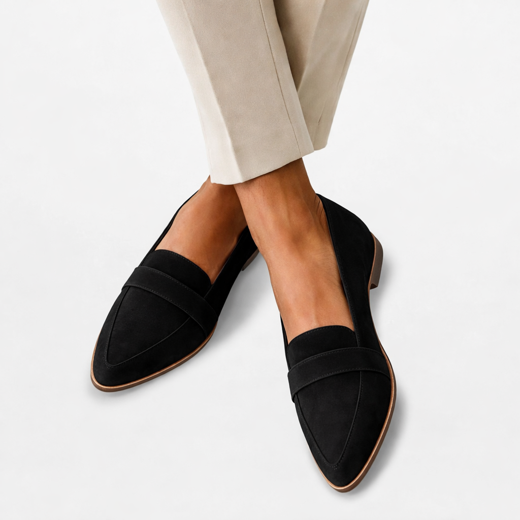 Women's orthopedic suede loafers in black