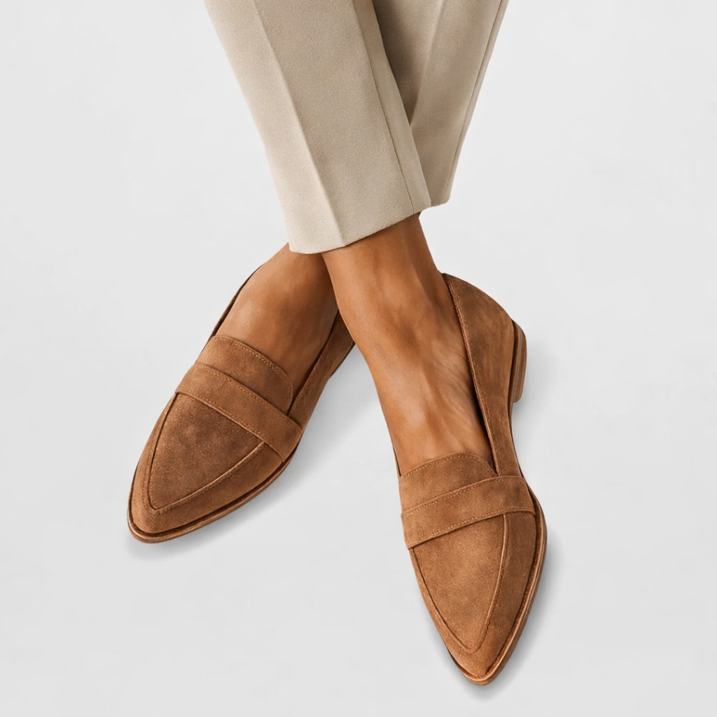 Women's orthopedic suede loafers in brown