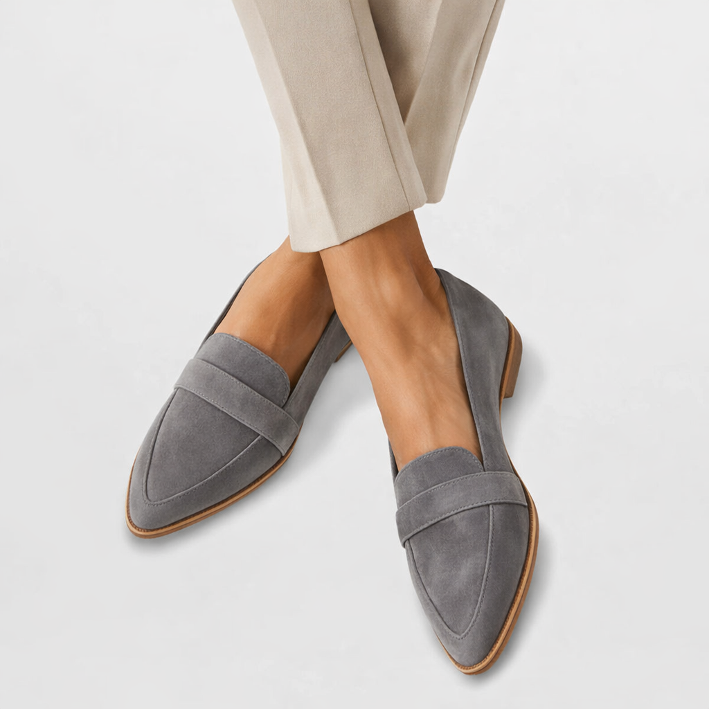 Women's orthopedic suede loafers in gray