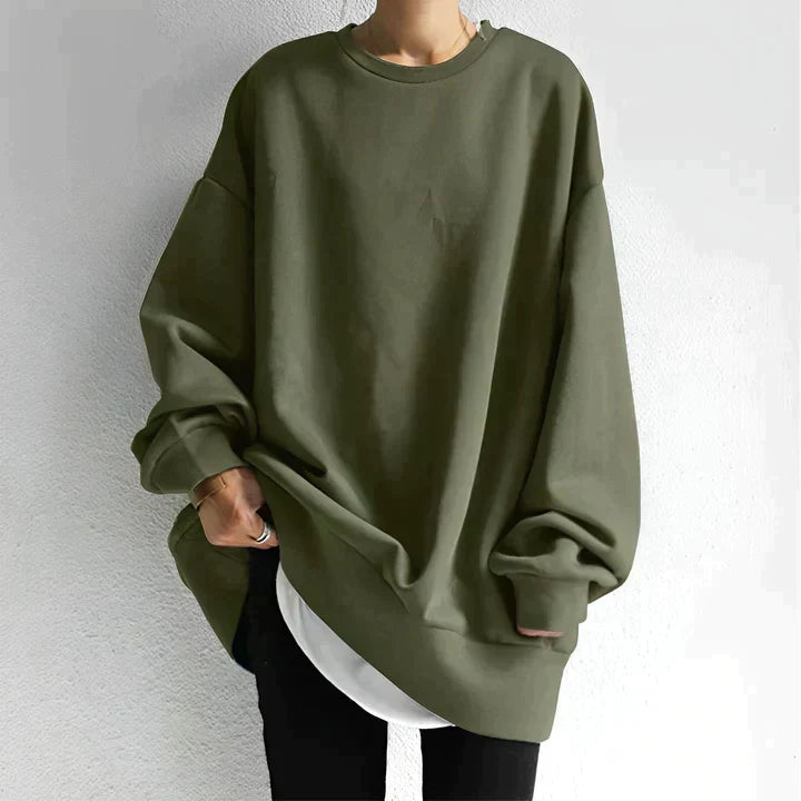 Women's oversized tunic sweater in army green