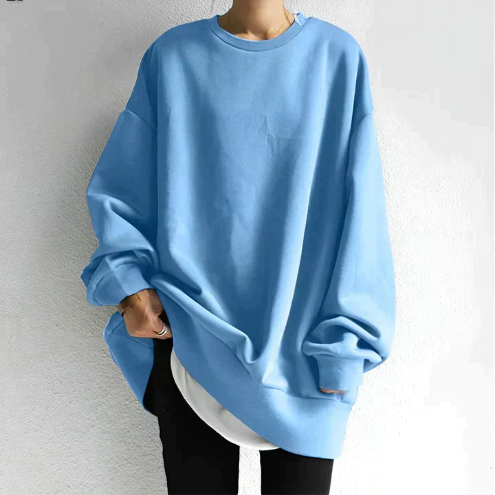 Women's oversized tunic sweater in light blue