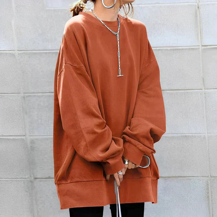Women's oversized tunic sweater in orange