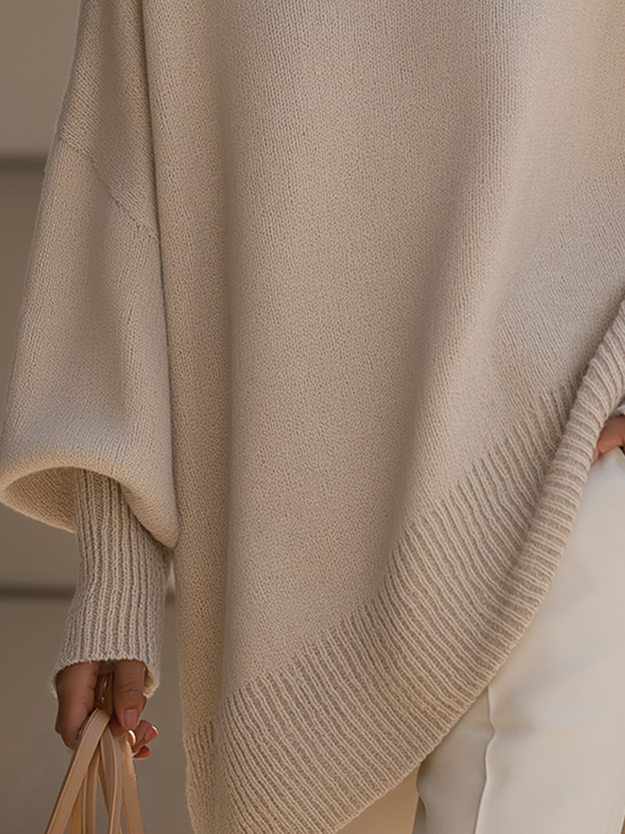 Women's oversized wool-blend round-neck sweater back