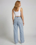 High-waist wide-leg jeans, back view