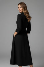 Wrap midi dress in an alternate colour on model
