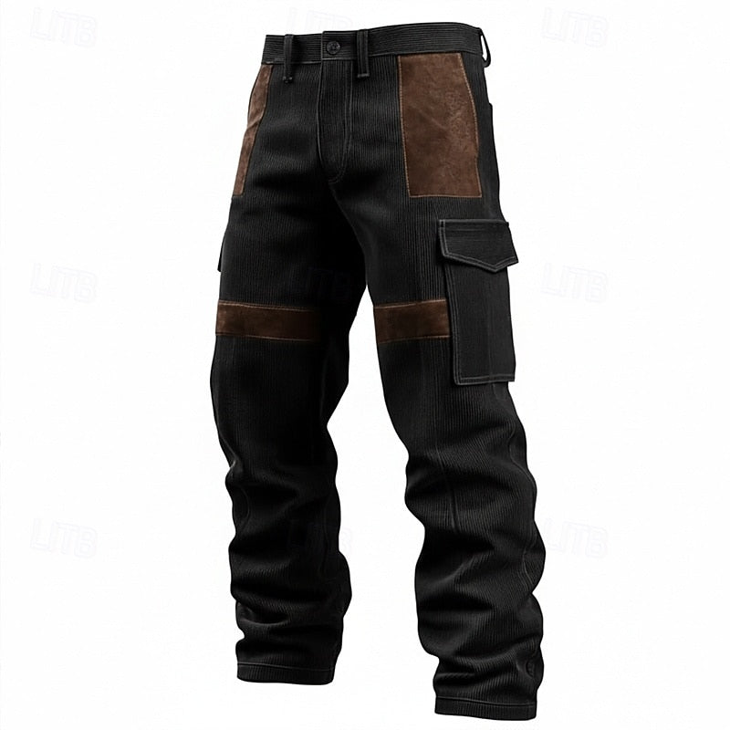 Men's Relaxed Cargo Trousers, Patchwork Detail – view 6