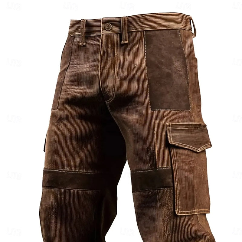 Men's Relaxed Cargo Trousers, Patchwork Detail – view 2